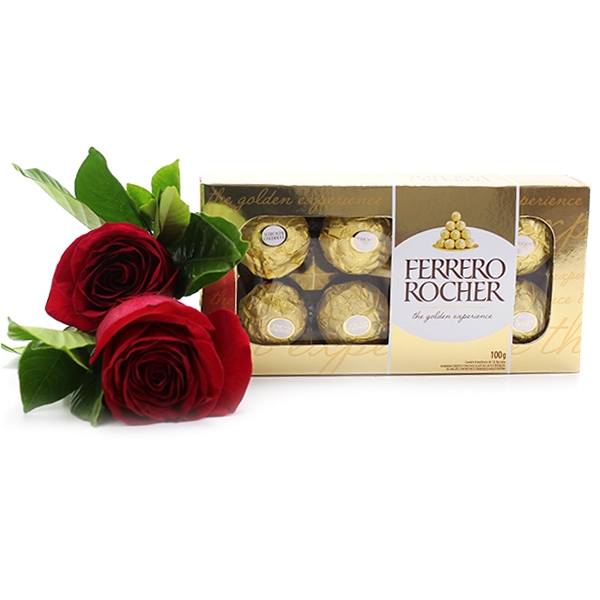 Buqu com 2 Rosas e Ferrero