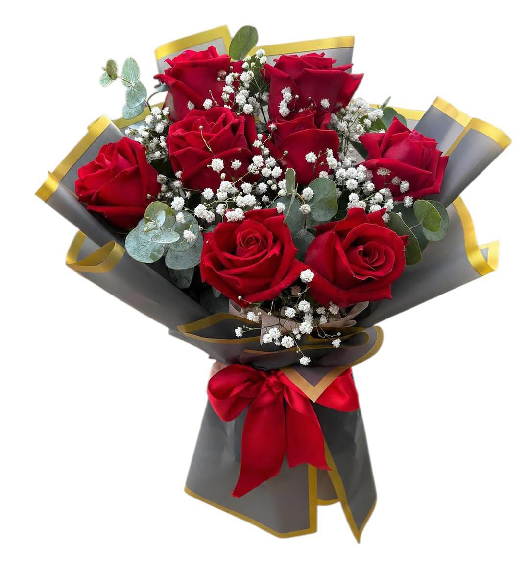 Buqu� Com 8 Rosas Vermelhas